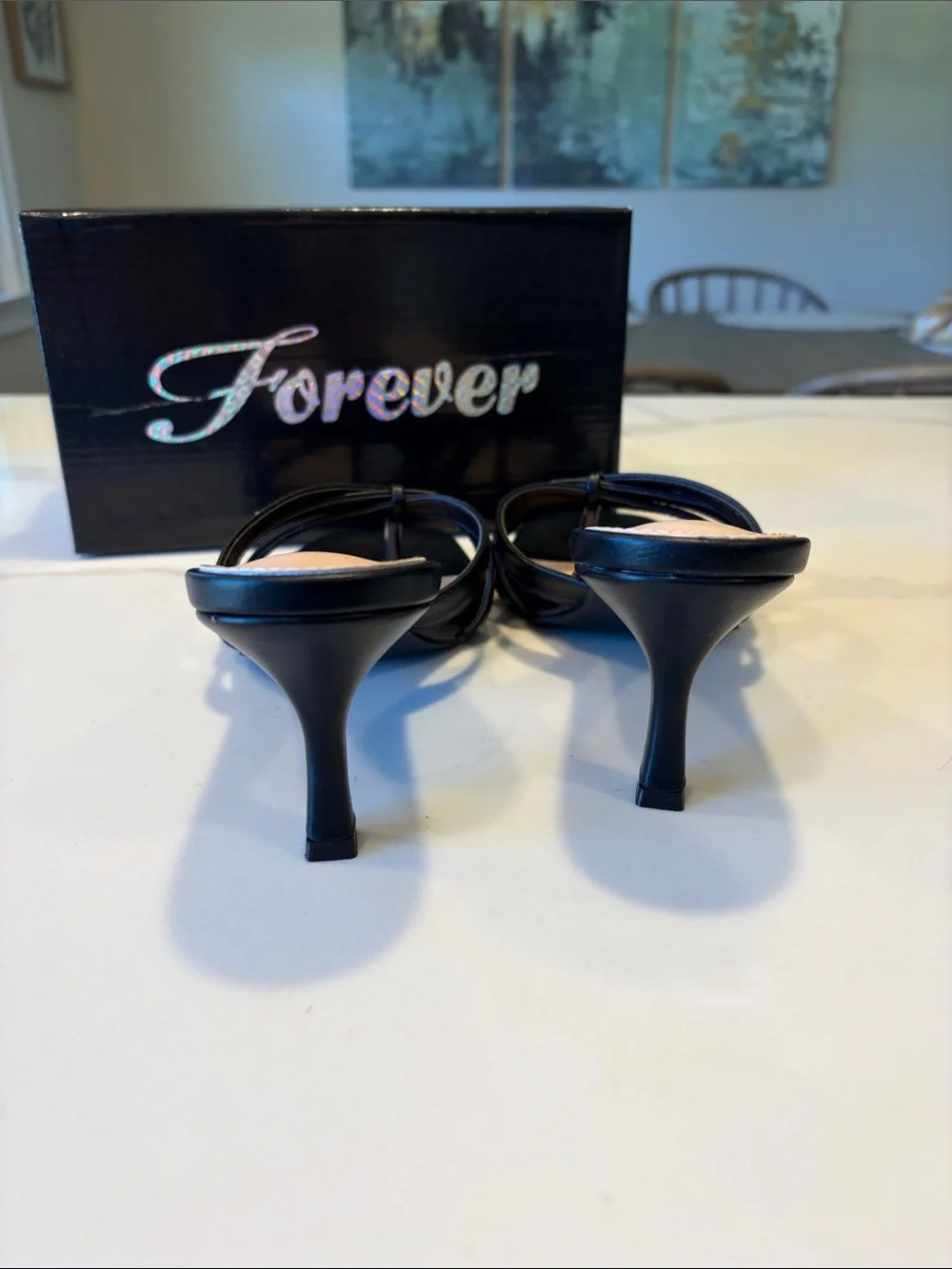 Forever Black Kitten Heel - size 8